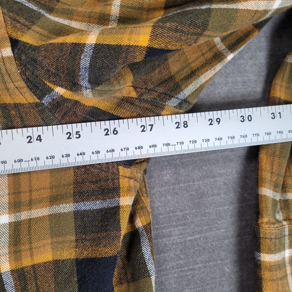 Duluth Trading Co Mens XL Tall Untucked Relaxed Fit Plaid Flannel‎ Shirt Gold - Picture 6 of 6